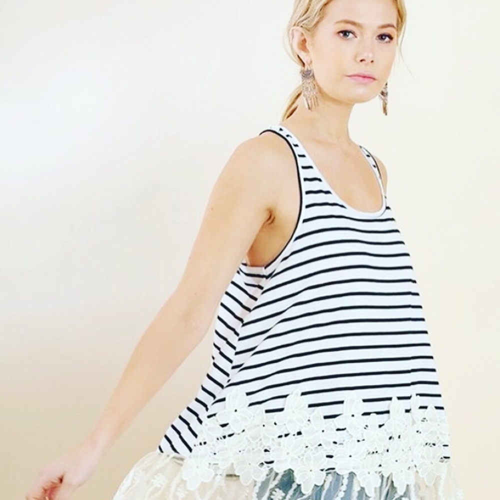 Striped Lace Tunic NWT